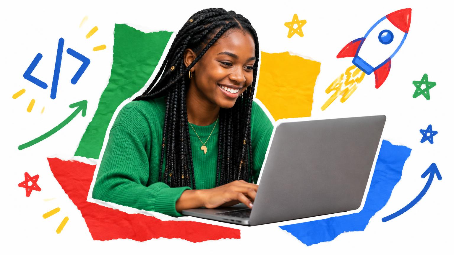 Young Nigerian woman learning tech skills on her laptop without a degree