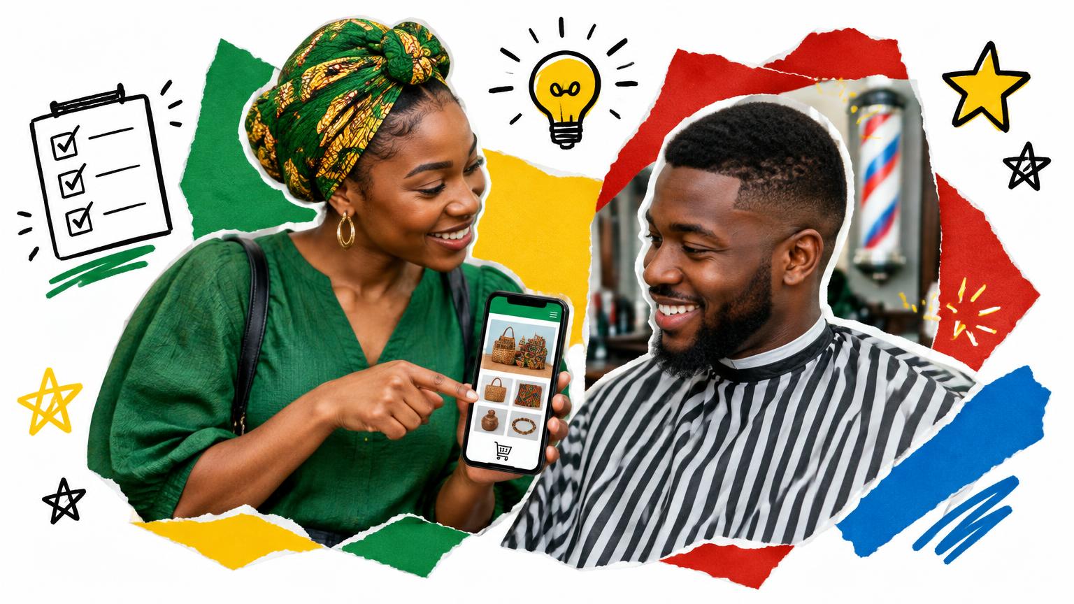 Beginner showing a small business website built as a portfolio project to a local barber in Nigeria